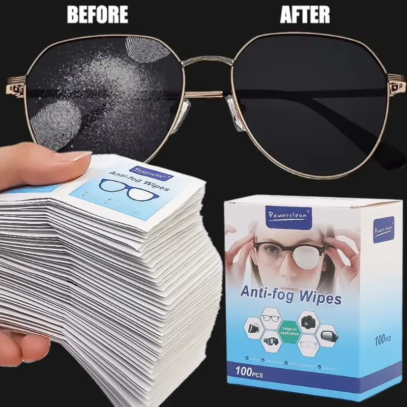 10/100Pcs Glasses Cleaning Wet Paper Disposable Anti Fog Misting Dust Remover Lens Wipes Sunglasses Phone Screen Cleaner