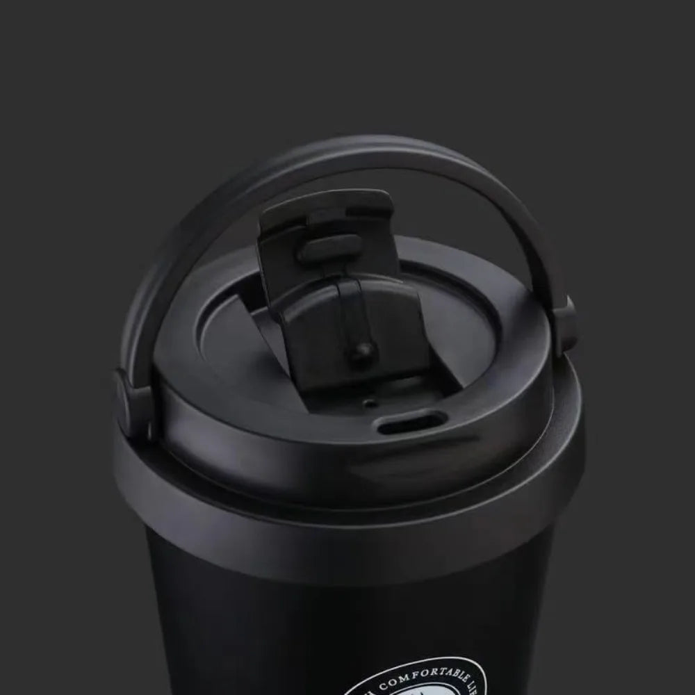 16Oz InsulatedCoffeeCupCoffeeThermosFlask with Leak Proof Lid AndHandle 304 Material Double Wall Insulation and Leak ProofDesign