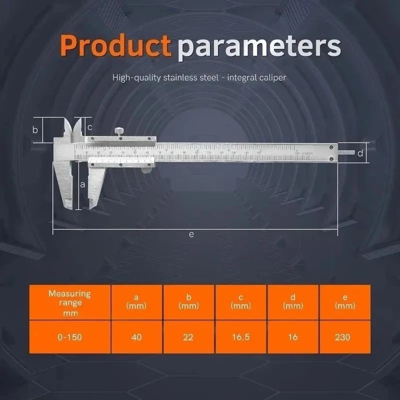 Stainless Steel Vernier Caliper Measuring Tool Sliding Gauge Inside Outside Depth Step Micrometer Accuracy Gauge 0-150mm