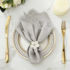 10 Pieces 32x32cm Cream Rough Edge Gauze Napkins 100% Soft Cotton Fabric Serviette Kitchen Tea Towels For Easter Party Supplies