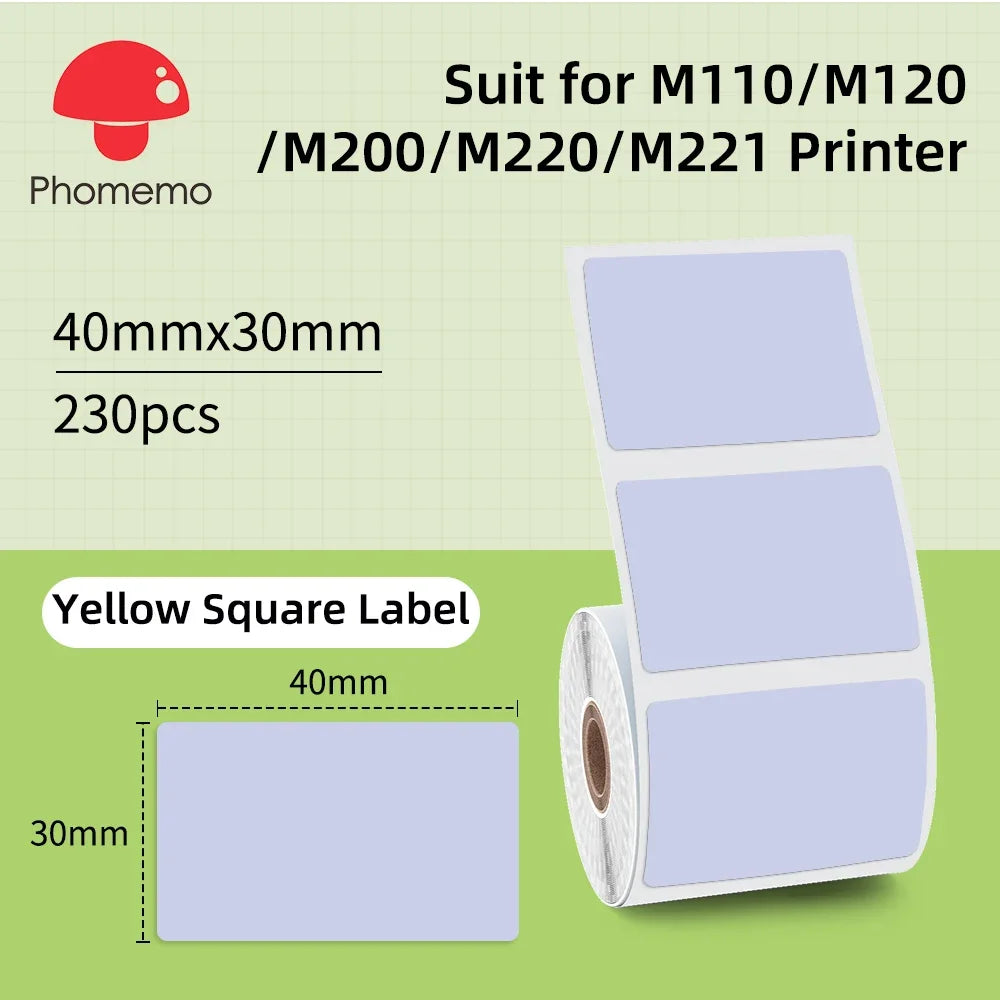 Phomemo Label For M110/M220/M221 Mini Printer Portable Thermal Label Stickers Self-Adhesive Waterproof Label Maker Sticker New