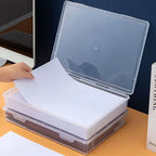 1Pc Transparent Storage Container Plastic Dustproof Box Stationery Jewelry Portable Large Capacity A4 A5 File Organizer Supplies