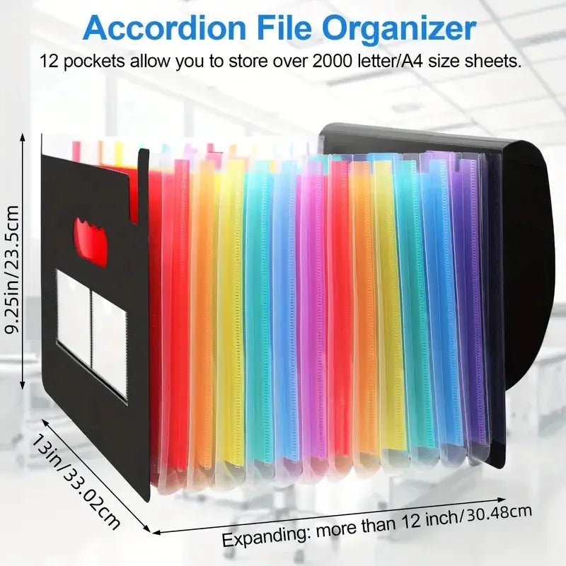 Rainbow 12-24-37Pocket Expanding File - A4 Accordion Folder, Portable Document/Bill/Receipt Holder for Organizing