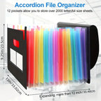 Rainbow 12-24-37Pocket Expanding File - A4 Accordion Folder, Portable Document/Bill/Receipt Holder for Organizing