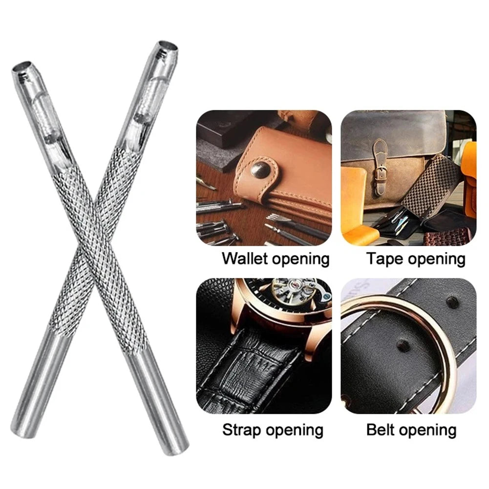 4pcs Belt Hole Punchers Leather Round Hole Punch Kit Belt Watch Band Hollow Galvanized Hand DIY Tools 2.5/3/3.5/4mm
