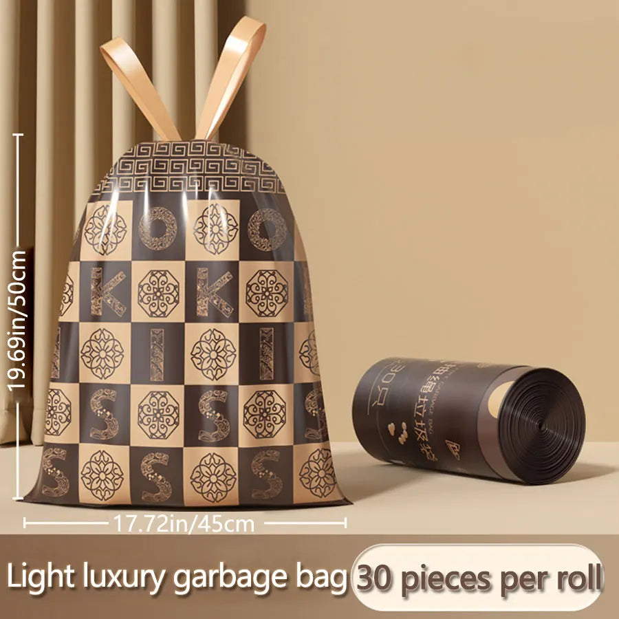 30/roll Drawstring Garbage Bags, Leak Proof Garbage Bags Can Be Used for Kitchen, Living Room, Office, Dining Room, Etc