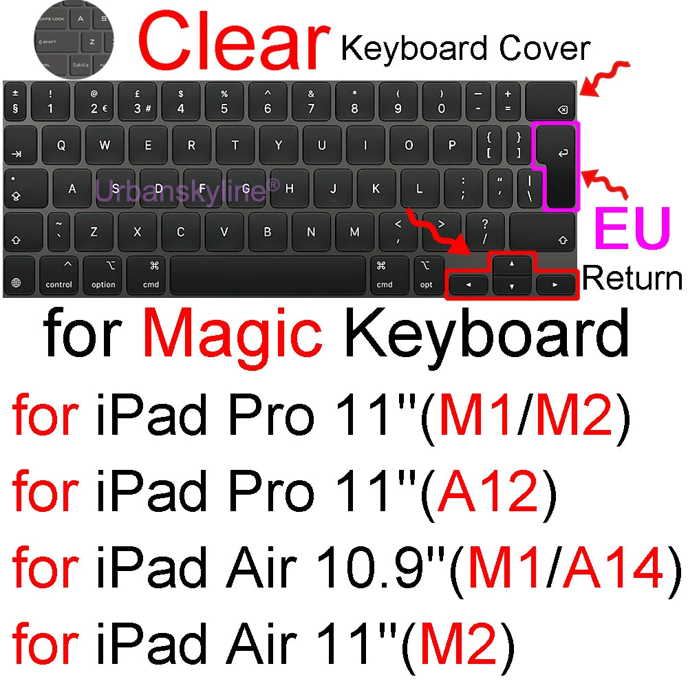Keyboard Cover for iPad Pro 13 M4 12.9 Magic Keyboard Air 11 M3 10 10.5 10.9 M2 M1 Smart Case Folio Silicone Protector Skin TPU