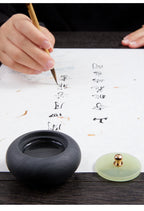 Small Natural Stone Inkstone Jade Mini Ink Stone Chinese Style Calligraphy Practice Inkstone Vintage Practical Ink Cartridge