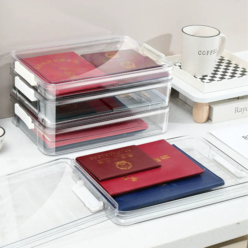 Acrylic Transparent Desktop Paper Storage Box A4 File Document Exam Paper Organizer Household Dust Proof Card Holder Case