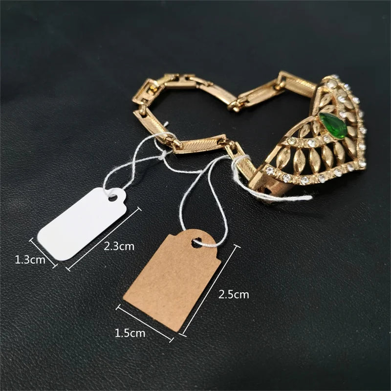 100pcs/lot Jewelry Price Tags Handwritten Labels with String Gold/Silver Color Paper for Accessories And Wares
