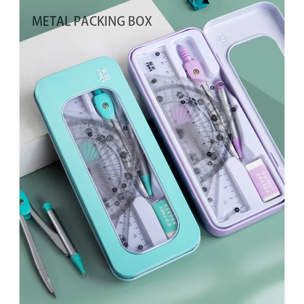 Compass Set Ruler Measurement Set Learning Professional Multifunctional Drawing Tool Set Ruler and Ruler Eight-pcs Set