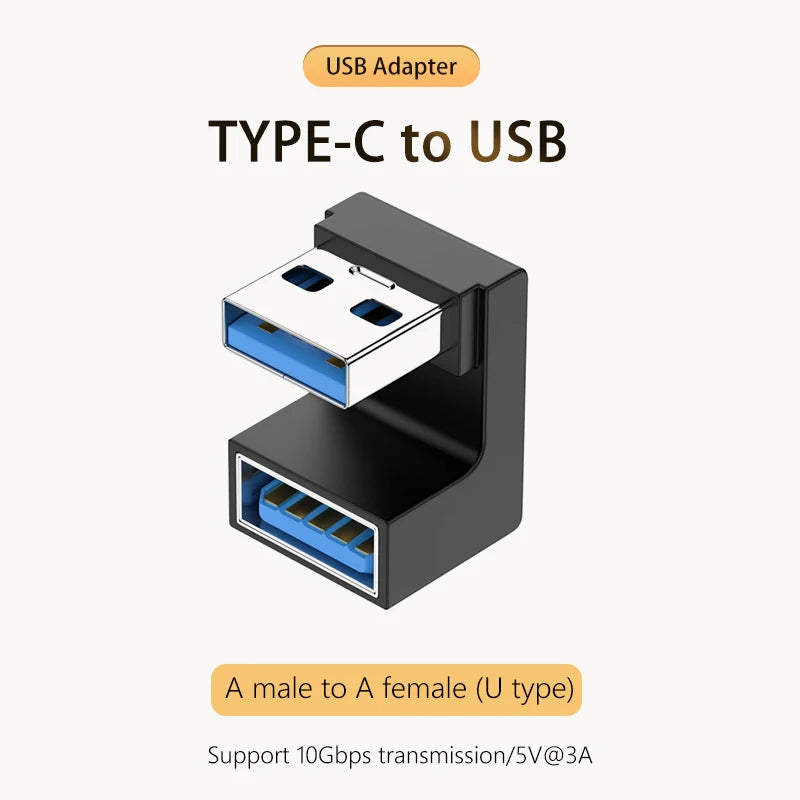 NNBILI 3A Type C Elbow USB 3.1 Charging Data Cable Adapter Converter for Android 90/180 Degree OTG Adapter Fast Charging 10Gbps