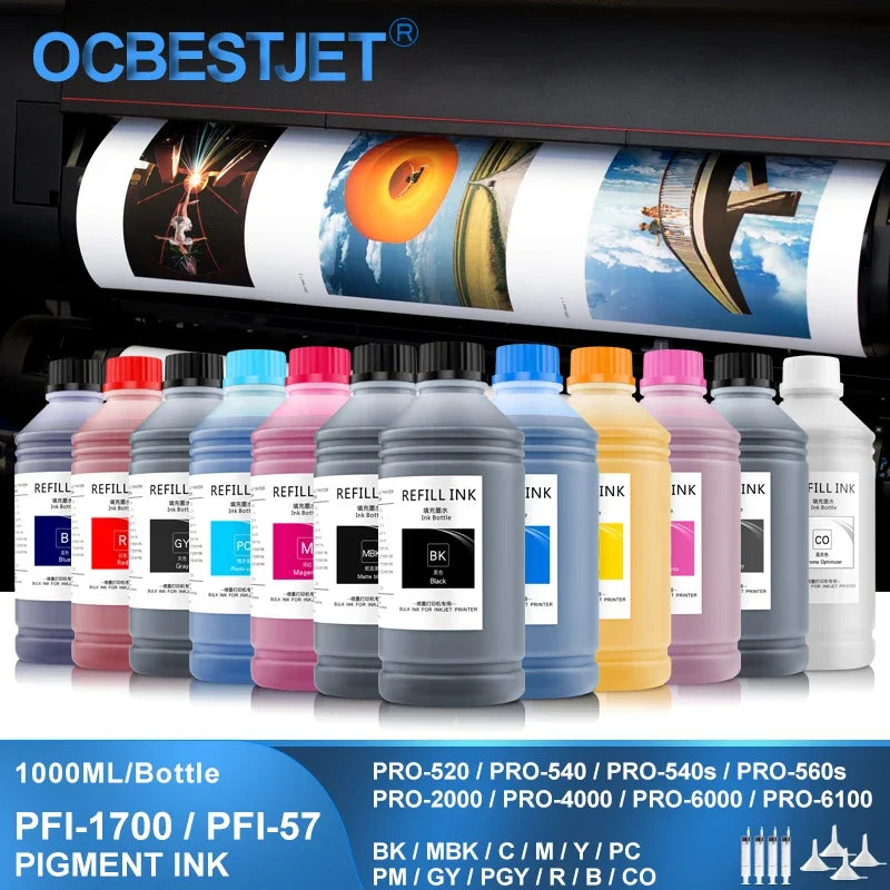 For Canon PFI1700 PFI-1700 1000ML Pigment Ink PFI-57 PFI 2700 3700 PFI-1000 PRO-520 540 540s 560s 2000 4000 PRO-6000 PRO-6100