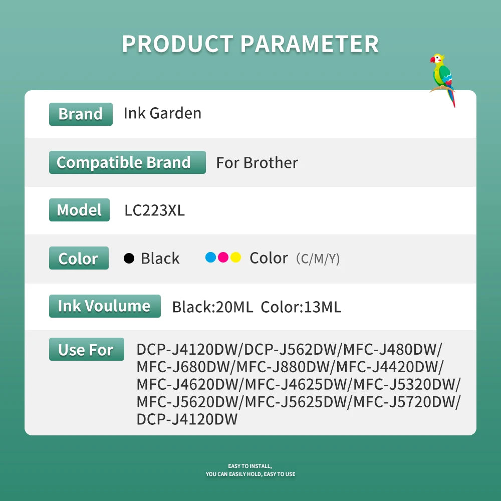LC223 XL Ink Cartridge For Brother LC 223 223XL Compatible DCP-J4120DW MFC-J4420DW J4620DW 4625DW Printer