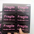 60 Pcs Black Pink 2" x 3" Fragile Stickers for Shipping and Moving "Please Handle with Care " Warning Stickers Fragile Labels