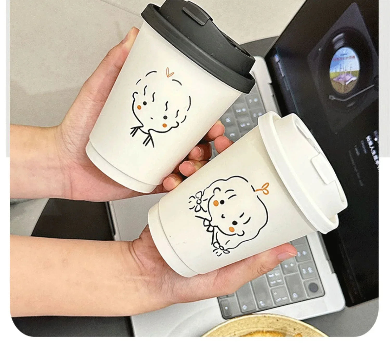 50 Sets of Coffee Packaging Cups Thickened and Heat-resistant Disposable Paper Cups Handdrawn Boys and Girls Juice Milk Mug