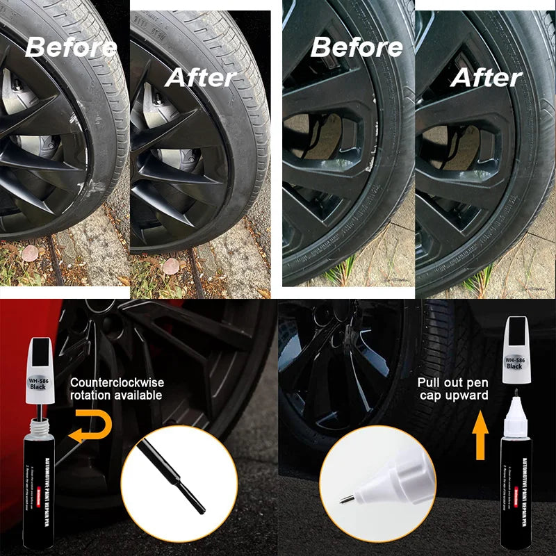 Automotive Wheel Touch-Up Pen Paint Repair Pen Gloss Black Matte Black Silver Grey Automotive Paint Care Accessories