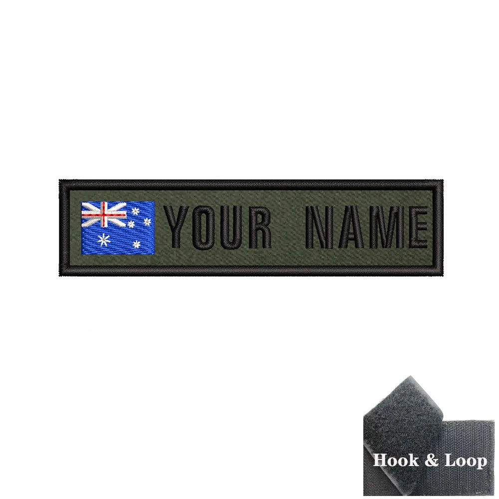 1PC 10cmX2.5cm Custom Name Flag Patch Stripes Badge Iron On Or Hook Loop Armband Germany Luxembourg Armenia Serbia green