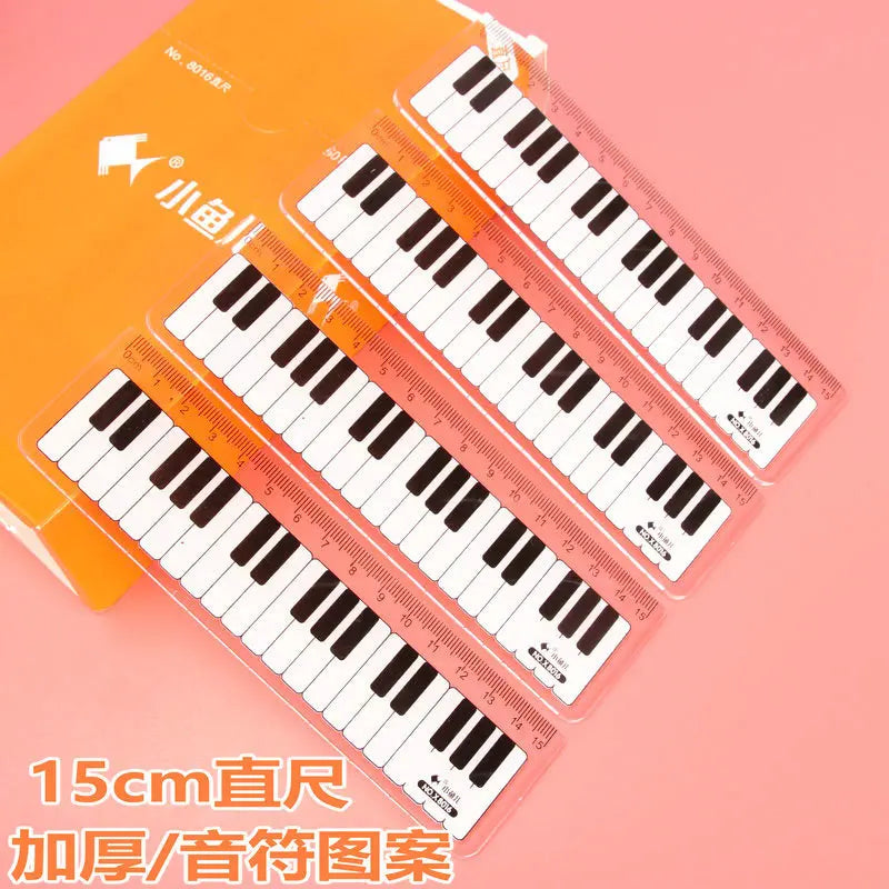1 Piece Lytwtw's Cute Piano Straight Ruler Kawaii Tools Stationery Cartoon Drawing Office School Measuring