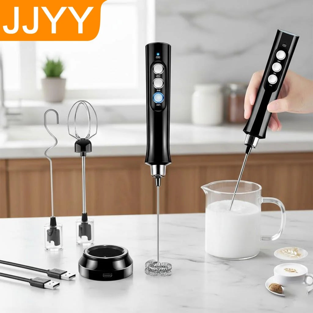 Handheld Electric Milk Frother USB Wireless Egg Beater Kitchen Mixer Coffee Whisk Blender Tool for Home Use