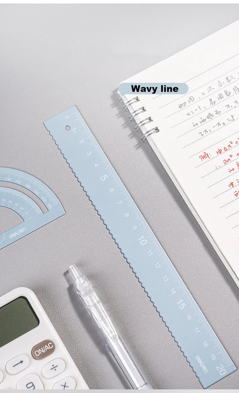 Deli 4Pcs Metal Ruler Set Multifunctional Straight Triangle Ruler Protractor Math Geometry Kit for School Kids Drawing Measuring