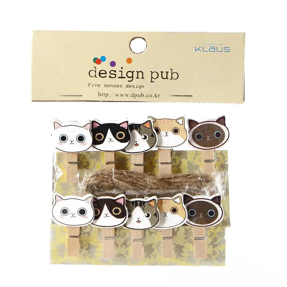 10 Pcs/Lot Creative Cartoon Animal Wooden Clip With Hemp Rope Photo Paper Clothespin Craft Clips Party Decoration Clip