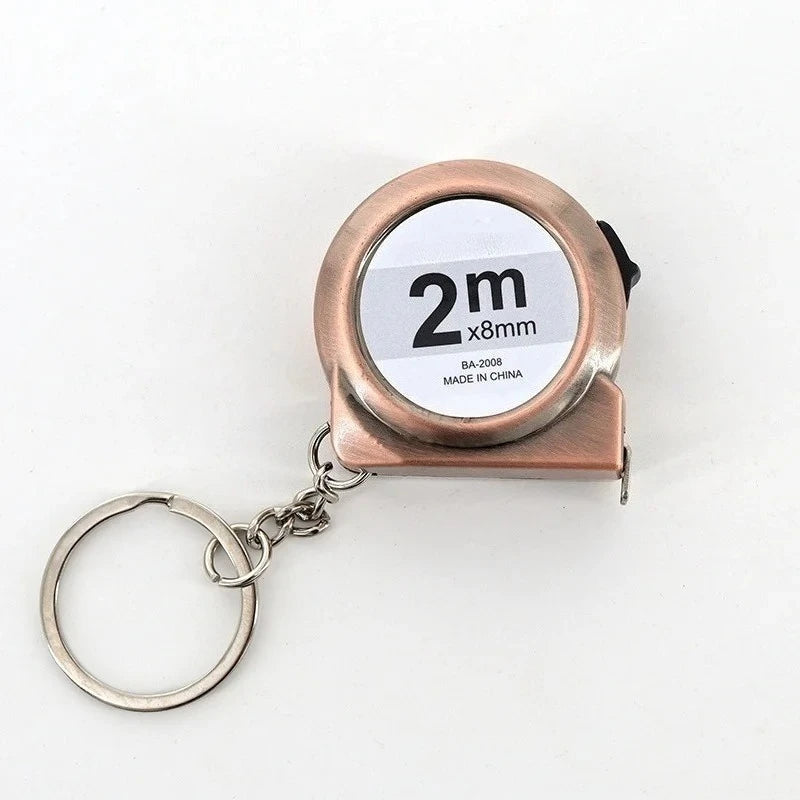 Portable Mini Tape Measure Retractable 2m Mild Steel Keychain Design Small Household Measuring Tool for DIY Crafting and Sewing