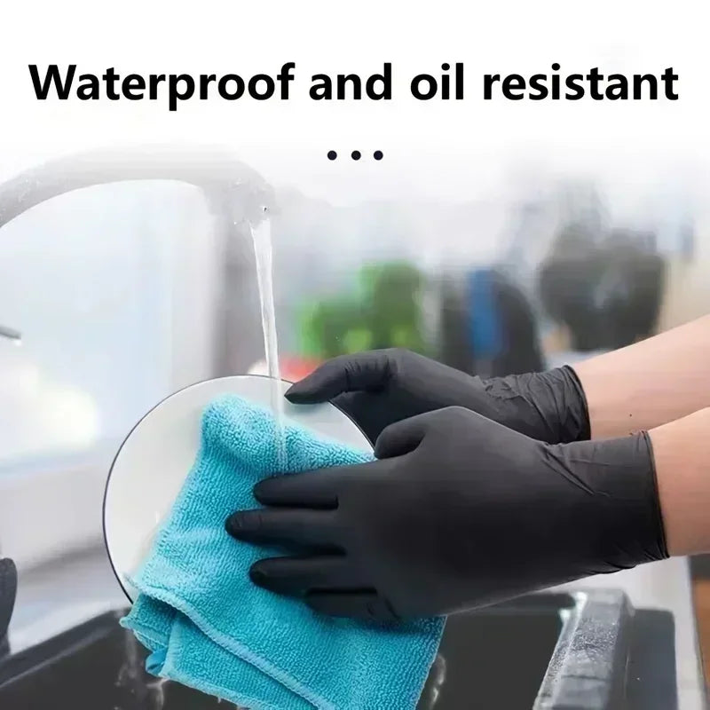 Portable Black Composite Nitrile Rubber High-Elasticity Disposable Gloves Food Work Latex Gloves Cleaning Waterproof Gloves