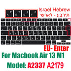 Hebrew Israel  Keyboard Cover for Macbook Pro14 A2442 Air13.6 M2 A2681 Pro13 M1 A2338 A2289 Waterproof Silicone protective film