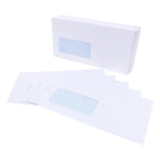 50Pcs White Self-Adhesive Security Envelopes Left Windowed for Letters Receipts Cash Documents Storage Mailing Stationery