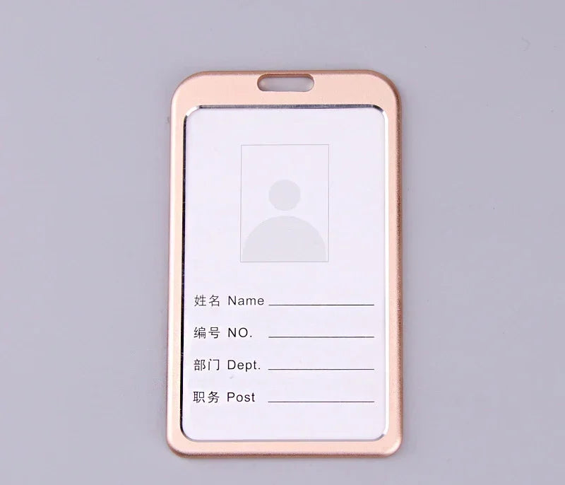 Office Metal Work Identity Badge ID Card Holder Aluminium Alloy Employee Name Cover Business Case Credit Card Holder Wallet