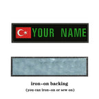 Turkish Flag Turkey 10X2.5cm Embroidery Custom Name Text Patch Stripes Badge Iron On Or  Patches
