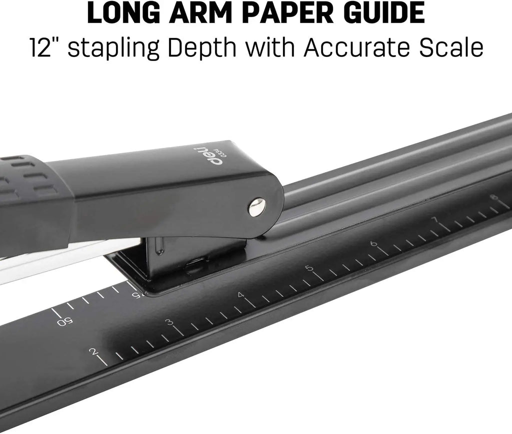 Long Reach Stapler, 25 Sheet Capacity, Long Arm Standard Staplers for Booklet or Book Binding, Black