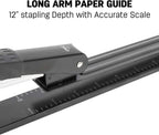 Long Reach Stapler, 25 Sheet Capacity, Long Arm Standard Staplers for Booklet or Book Binding, Black