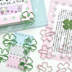 10Pc/set Ins Creative Design Clover Paper Clip Green Pink Color Scrapbook Paper Clip DIY Decor Photocard Memo Pad Fixed Clip Pin
