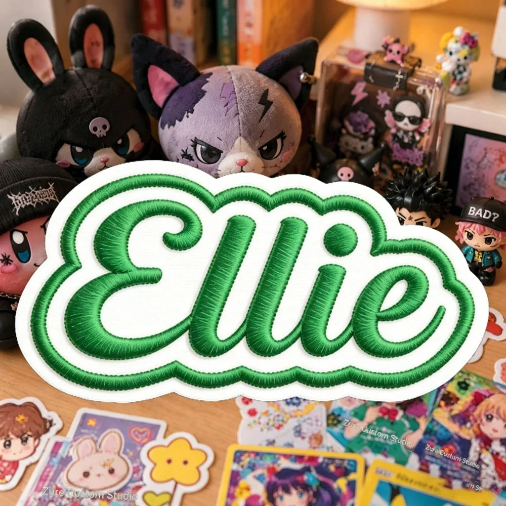 Custom Irregular Script Name Iron On Embroidered Patch 1.38x3Inch, Personalized Adhesive Back Name Tag For Clothing Decor