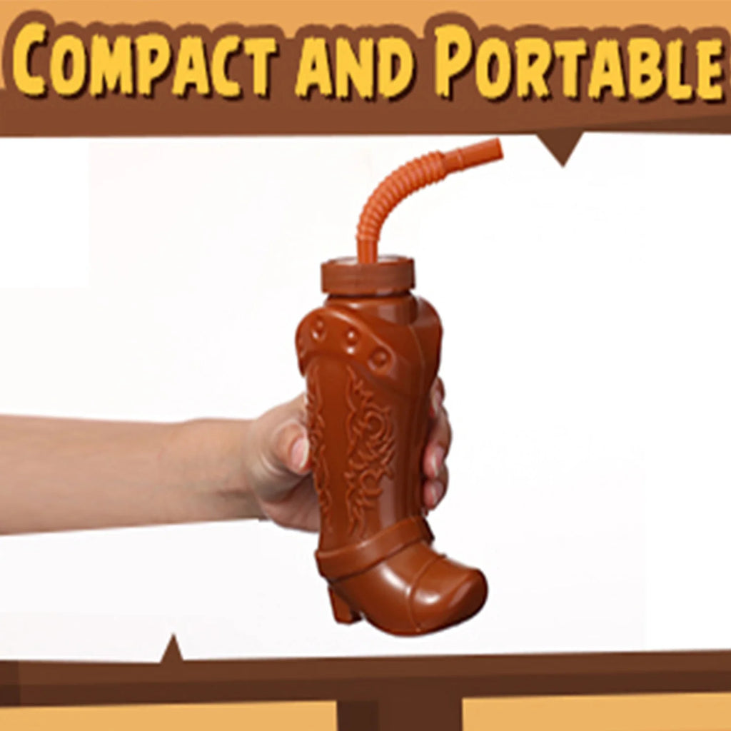 Plastic Cowboy Boot Cups with Straws and Lids Reusable Cowboy Cup for Western Themed Party Supplies Rodeo Birthday Decorations