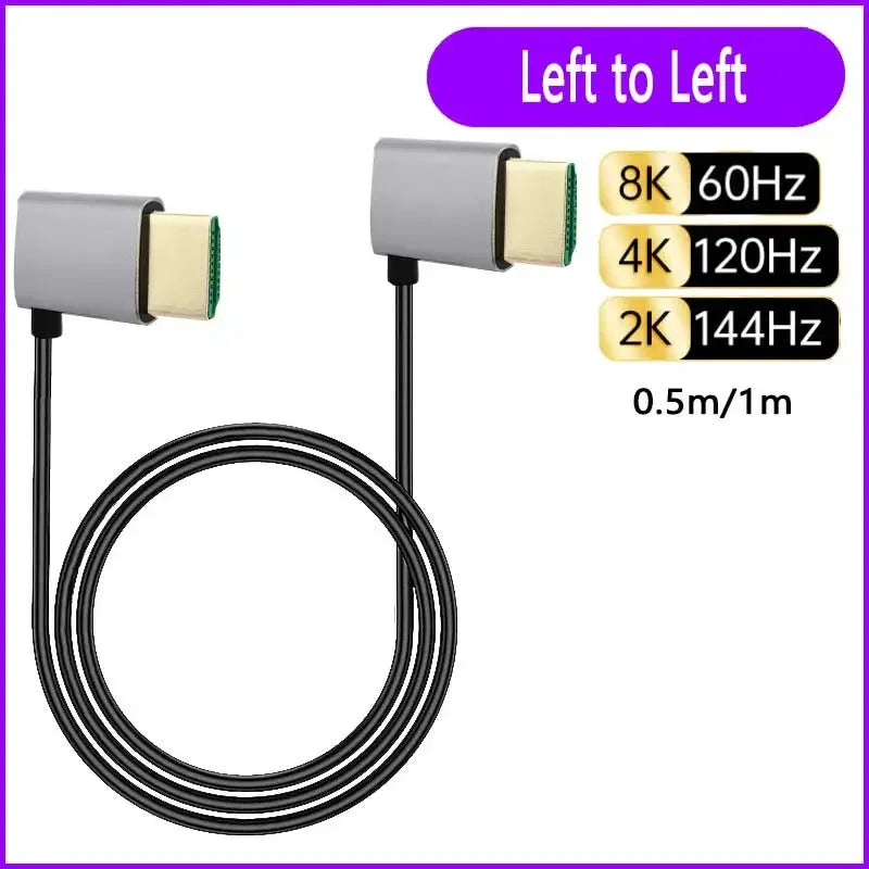 8K 90 degree HDMI-Compatible 2.1V Cable Cord 8K 60Hz 4K 120Hz 48Gbps EARC ARC HDCP Ultra High Speed HDR for Projector PS4 PS5