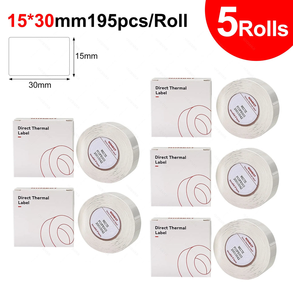 3/5/10 Rolls NiiMBOT D110 D11 D101 Offical Label Printer Sticker Various Size of White Color Paper Roll 12*40mm 15*30mm Anti-Oil