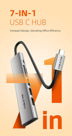 CABLETIME 7 IN 1 USB C HUB 4K@30Hz Resolution Display 5Gbps High Speed Data Transmission PD 100W Power for Laptop Macbook