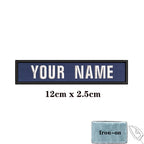 1PC Custom Name Patch Stripes Badge 10X2.5CM,8X5CM,10X4CM, 8X2.5CM,12X2.5CM,15X5CM,20X7CM,25X8CM Iron On Or Hook Loop DARK BLUE