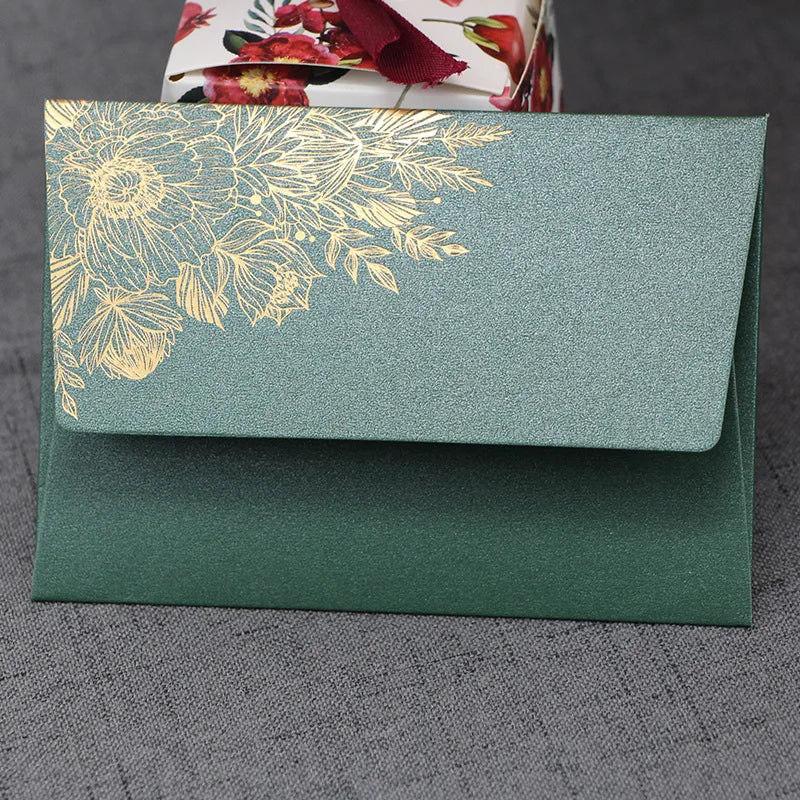 10pcs/special Paper Card Hot Stamping Invitation Letter Envelope, Pearl Paper Packaging Thick Envelope