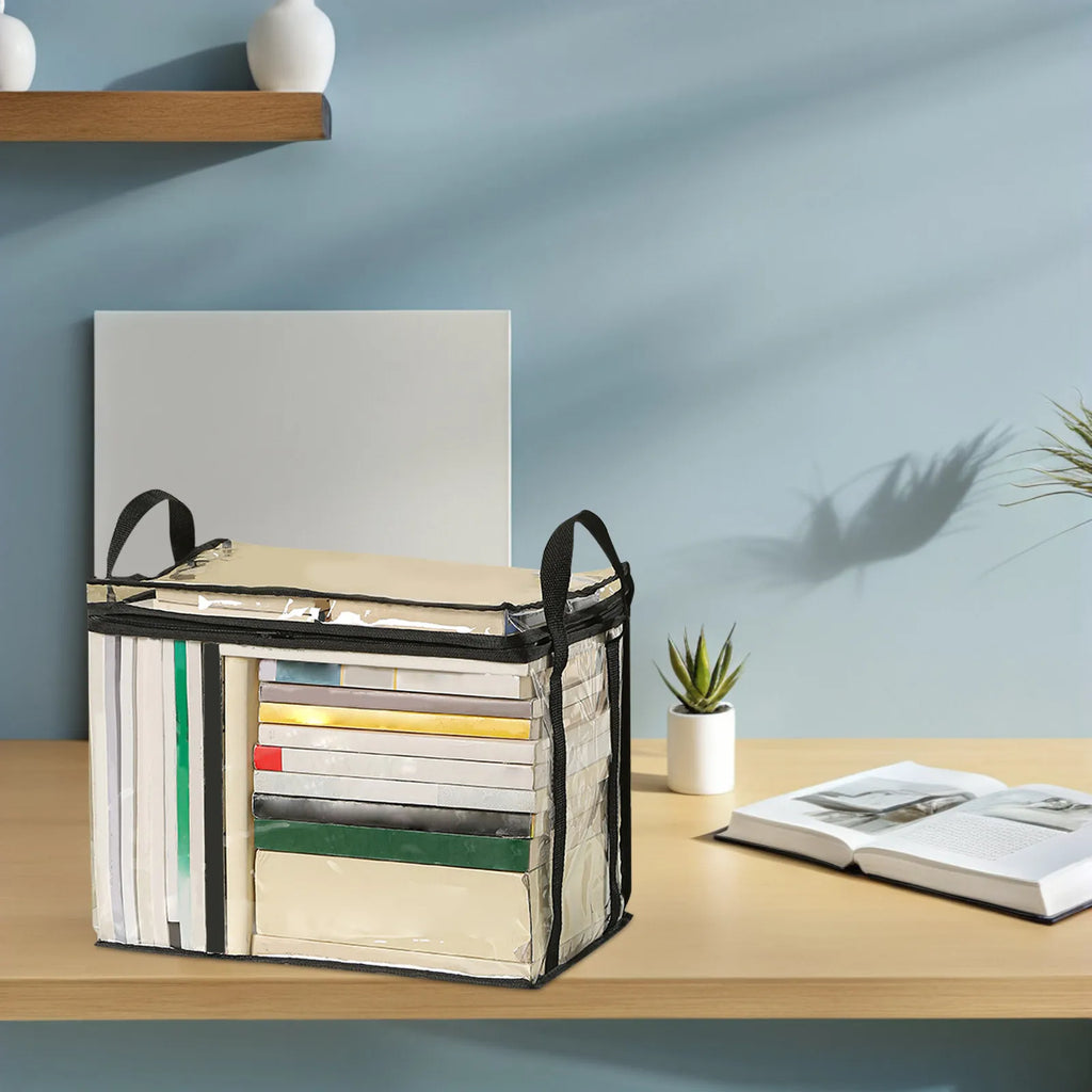 Collapsible Transparent Storage Box Student Portable Book Cube Large Capacity Waterproof Clear Organizer Storage Container