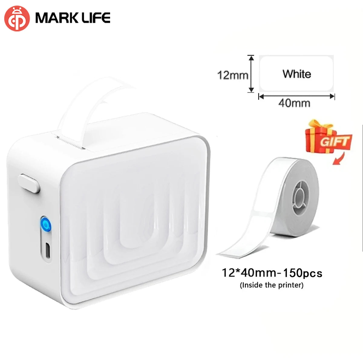 MarkLife M1 Mini Portable Thermal Printer Wireless Bluetooth-compatible Label Tag for Home Office Labeling Sticker Machine