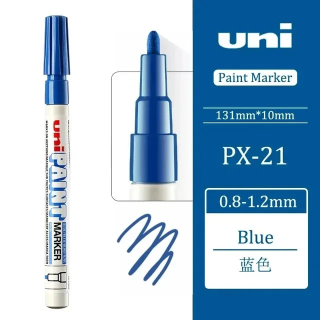 1pcs Japan UNI Paint Marker PX-21 Color Oil-based Permanent 0.8-1.2mm Tire Touch Up Painting Waterproof Graffiti Art Supplies