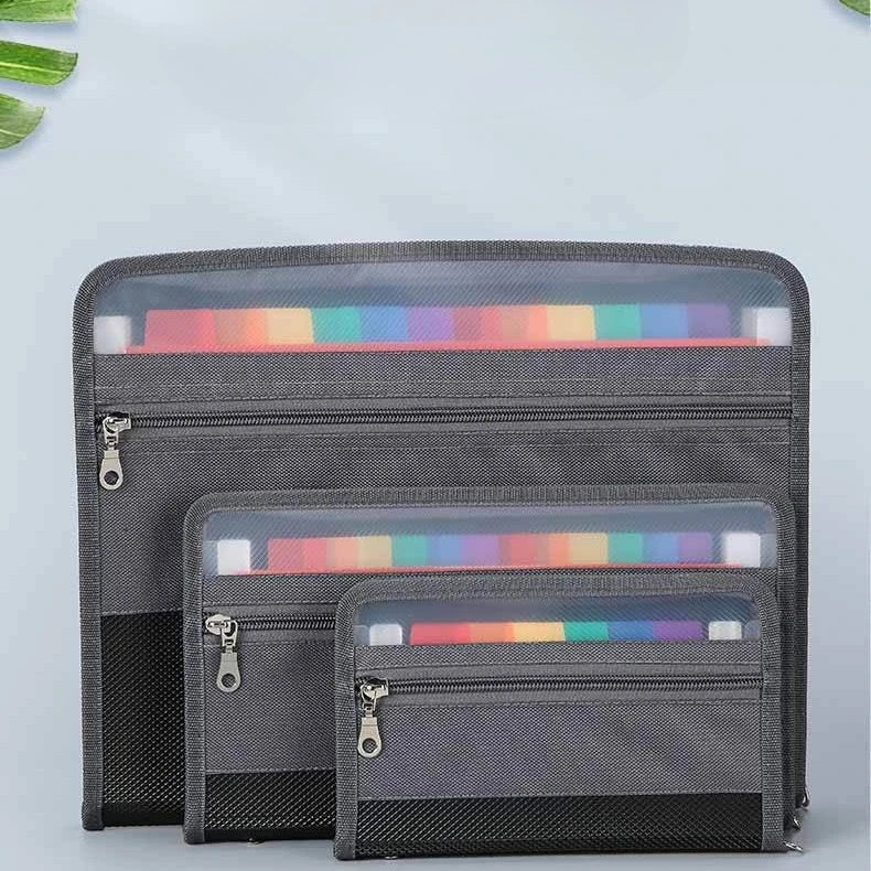 Accordion File Organizer with Safe Zipper, 13 Pocket Expanding File Folder with Front Pencil Pouch,  School Office Supplies