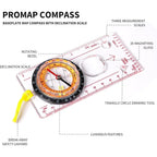 Multifunctional Equipment Guiding Tools Transparent Plastic Compass Map Ruler Hiking Camping Survival Outdoor Hiking Accessories
