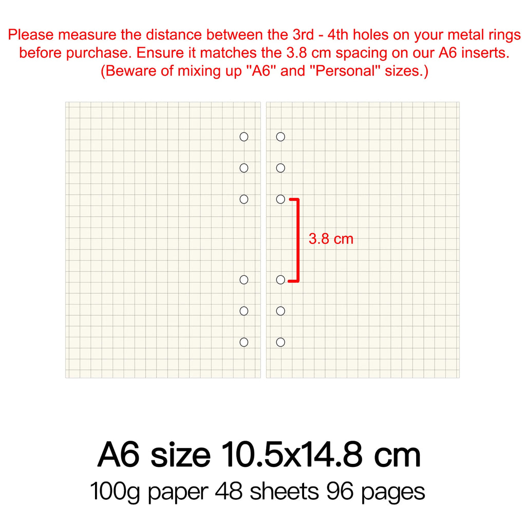 High Quality Ring Binder Notebook A5 Personal A6 A7 A8 Size Insert Refills Loose Leaf Spiral Diary Planner Inner Core 100g Paper