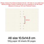 High Quality Ring Binder Notebook A5 Personal A6 A7 A8 Size Insert Refills Loose Leaf Spiral Diary Planner Inner Core 100g Paper