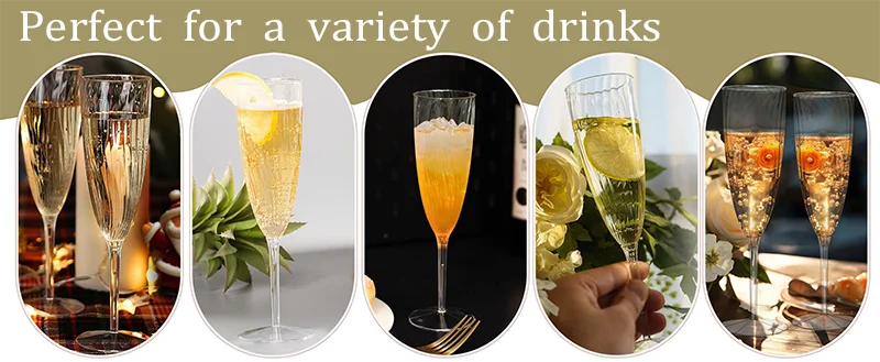 24/48Pcs Plastic Champagne Flutes Disposable Wine Glasses Reusable for Bachelorette Party Supplies Birthday Wedding Toasting 6oz
